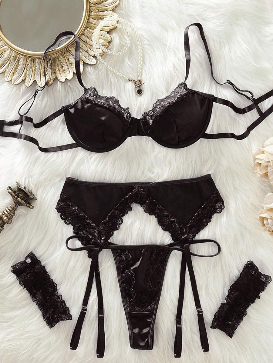 Set Satin negro